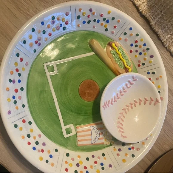 Baseball Themed Ceramic Plate Set - Picture 1 of 1